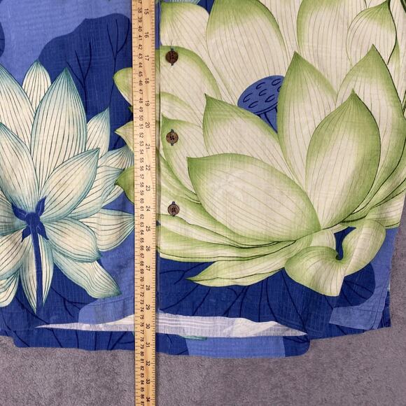 Tommy Bahama Hawaiian Shirt Men L Green Blue Floral 100% Silk Resort Vacation - Picture 16 of 16